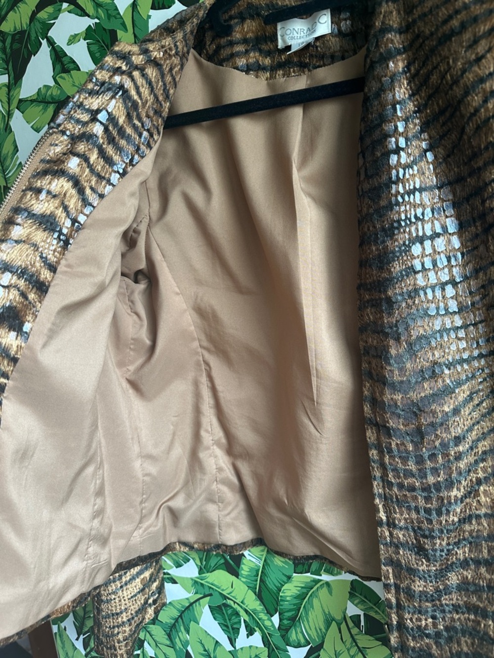 Metallic Brown Animal-Print Women's Jacket - Picture 5 of 5